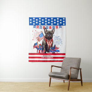 Tapiz Bulldog Francés Feliz 4 De Julio Patriótico Estado