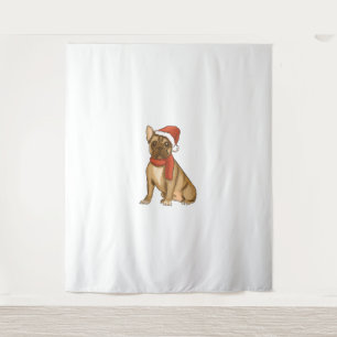 Tapiz Bulldog francés Santa Hat - Navidades divertidos
