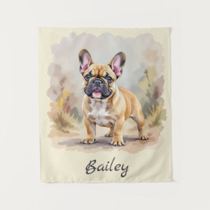 Tapiz Bulldog francés Tan Perro Cute Frenchie de color f