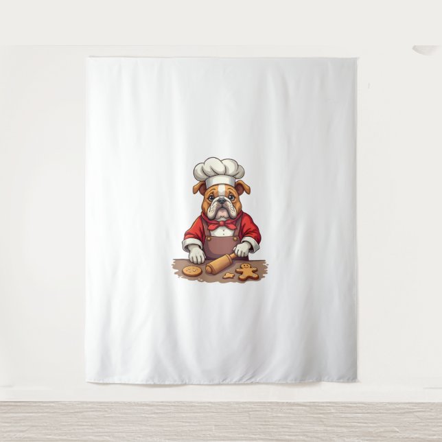 Tapiz Bulldog Gingerbread Chef dog (Anverso)