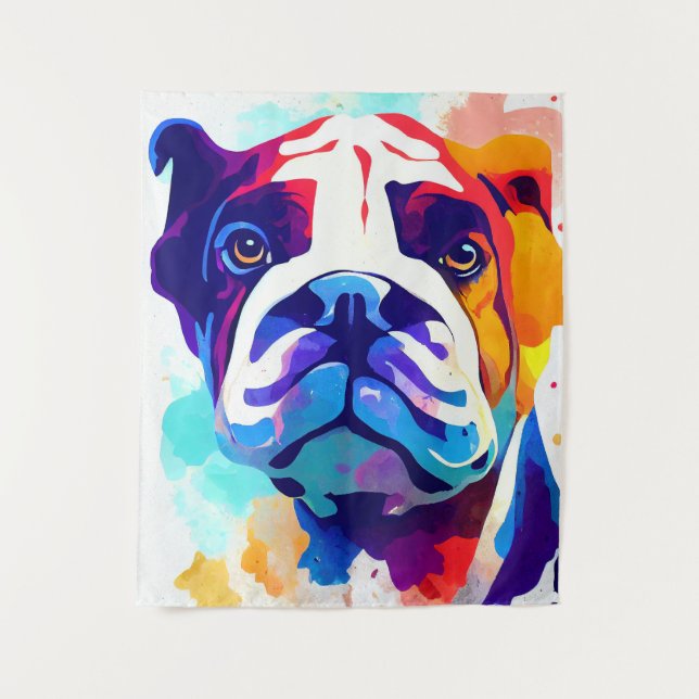 Tapiz Bulldog Inglés Perro Naturaleza salvaje Pintura an (Anverso)