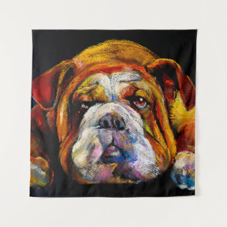 Tapiz Bulldog Pastel, retrato artístico moderno.