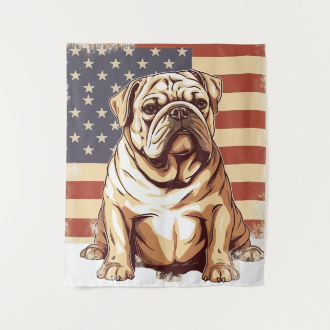 Tapiz Bulldog patriótico americano (Anverso)
