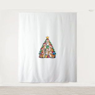 Tapiz Bulldoges de Bulldog en inglés de Árbol de Navidad