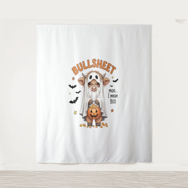 Tapiz Bullsheet Highland Cow Funny Ghost (Anverso)