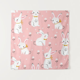 Tapiz Bunnies blancos: Floral sin foco