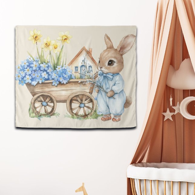 Tapiz Bunny personalizado con fondo de flores azules (Subido por el creador)