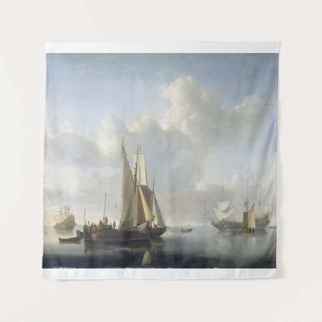 Tapiz Buques frente a la costa, Willem van de Velde (II) (Anverso)