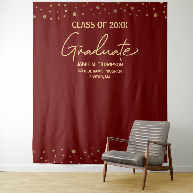Tapiz Burgundy Gold Clase de  fondo personalizado gradua (In situ)