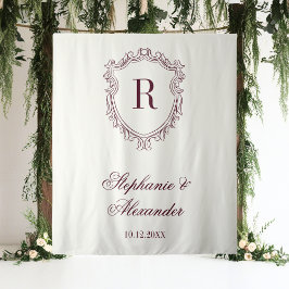 Tapiz Burgundy & Ivory Monogram Crest Old Money Wedding