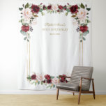 Tapiz Burgundy Rubor Floral 18th Birthday Photo Prop<br><div class="desc">Diseño moderno y elegante con rincones de flores color agua rosa burdeos y ramos de flores, marco falso dorado roto. Utilice la herramienta Personalize para agregar su información. Puede cambiar el evento para que se ajuste a su propio valor. Se pueden encontrar artículos coincidentes en mi colección de flores de...</div>