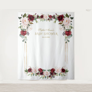 Tapiz Burgundy Rubor Floral Baby Shower Photo Prop