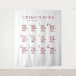 Tapiz Burgundy Wedding Seating Chart Fabric