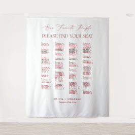 Tapiz Burgundy Wedding Seating Chart Fabric