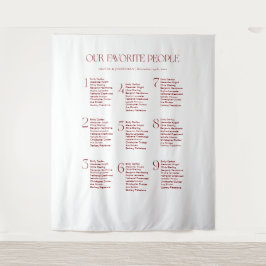 Tapiz Burgundy Wedding Seating Chart Fabric 9 Tables