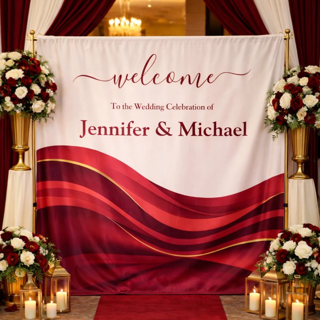 Tapiz Burgundy Wedding Sign (Burgundy Wedding Sign Tapestry )