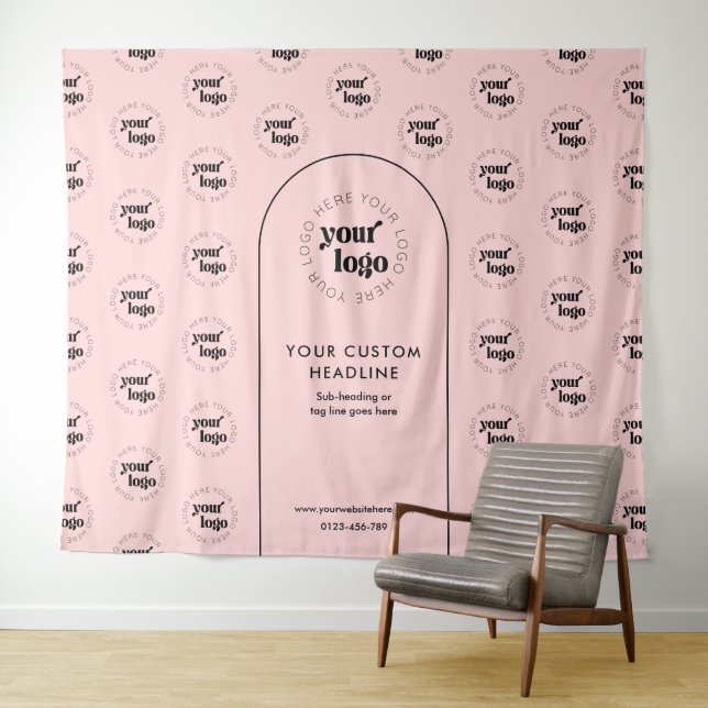 Tapiz Business Logo Step Repeat Pink & Black Backdrop (In situ (horizontal))