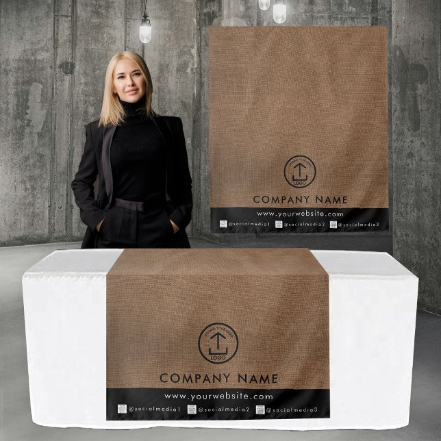 Tapiz Business Table Runner Banner Linen Logo Social  (Business Table Runner Banner Linen Logo Social Tapestry)