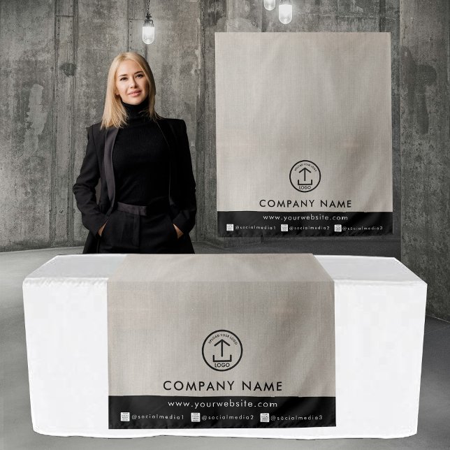 Tapiz Business Table Runner Banner Linen Logo Social  (Business Table Runner Banner Linen Logo Social Tapestry)