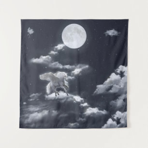Tapiz Caballo alado blanco: cielo iluminado por la luna.