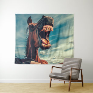 Tapiz Caballo con dientes de buey Neigh animal salvaje d