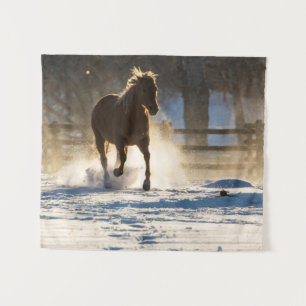 Tapiz Caballo corriendo por la nieve