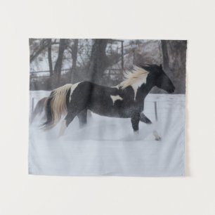 Tapiz Caballo corriendo por la nieve