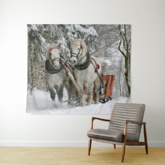 Tapiz Caballo dibujado Sleigh Ride