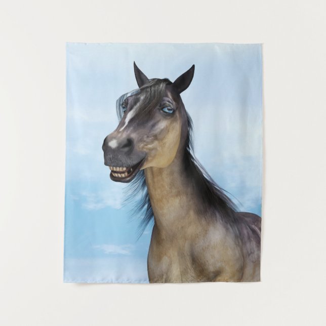 Tapiz Caballo Grulla Sonriente Feliz (Anverso)