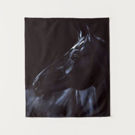 Tapiz Caballo negro elegante pintado a mano