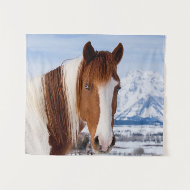 Tapiz Caballo Pinto Monte Moran en Invierno (Anverso (horizontal))