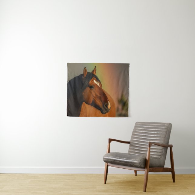 Tapiz Caballo salvaje, Luz dorada y Arcoíris (In situ (horizontal))