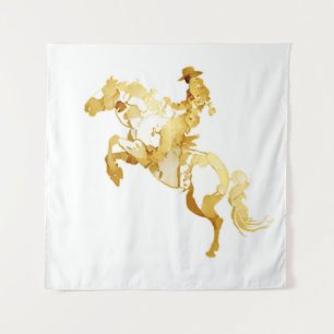 Tapiz Caballo y Jinete Dorado Abstracto