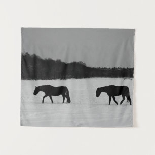 Tapiz Caballos con nieve wtcna