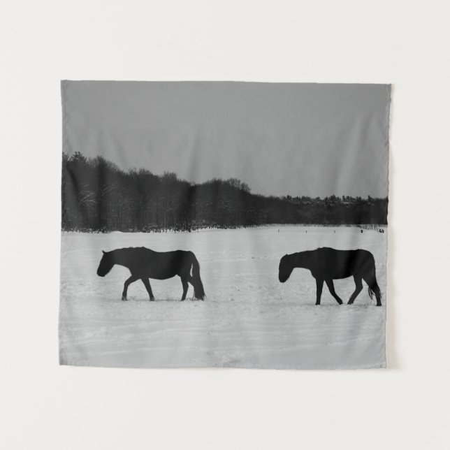 Tapiz Caballos con nieve wtcna (Anverso (horizontal))