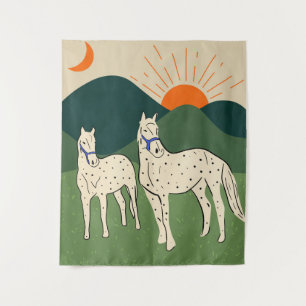 Tapiz Caballos de la región montañosa