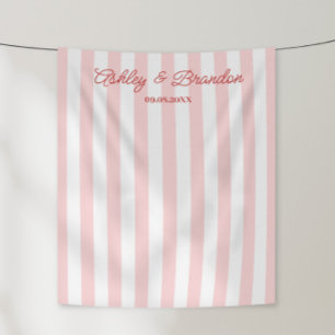 Tapiz Cabana Rosa Personalizada de Bodas con Rayas