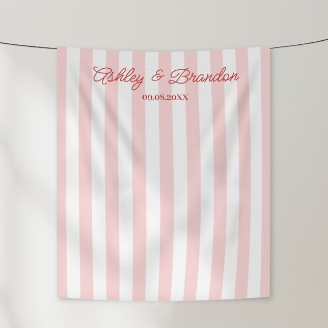 Tapiz Cabana Rosa Personalizada de Bodas con Rayas (Subido por el creador)