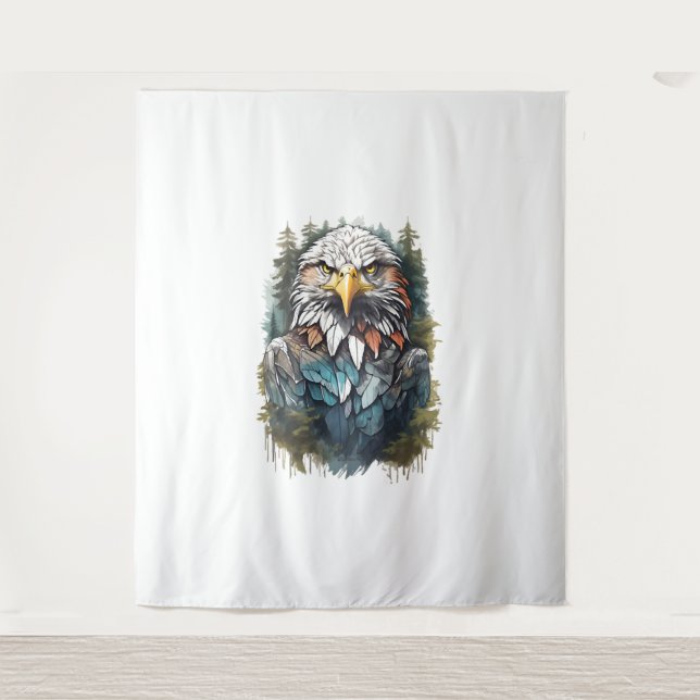 Tapiz Cabeza de águila en bosque (Anverso)