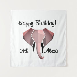 Tapiz Cabeza de elefante geométrico Cumpleaños Edad y No