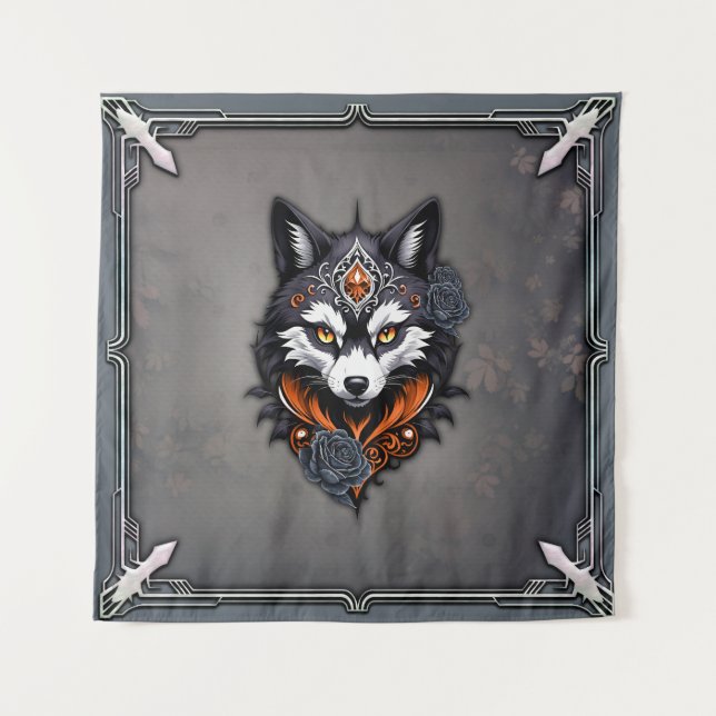 Tapiz Cabeza de lobo majestuosa, terminada en una profun (Anverso)