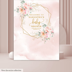 Tapiz Cabina de fotos de baby shower con rosa pastel sua
