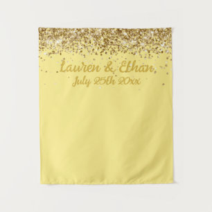 Tapiz Cabina de Fotos de Boda Amarillo Dorado Personaliz