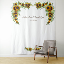 Tapiz Cabina de Fotos de Boda con Girasoles Románticos d
