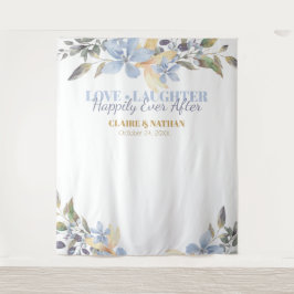 Tapiz Cabina de Fotos de Boda Floral Acuarela Morada