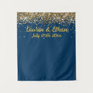 Tapiz Cabina de Fotos de Boda Personalizada Azul Marino