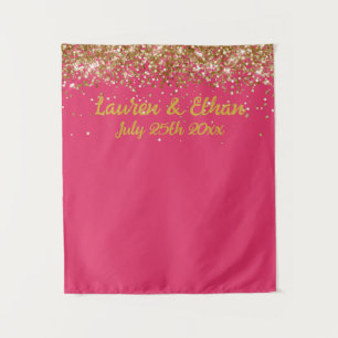 Tapiz Cabina de Fotos de Boda Personalizada Rosa Oscuro