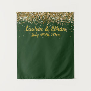 Tapiz Cabina de Fotos de Boda Personalizada Verde Oscuro
