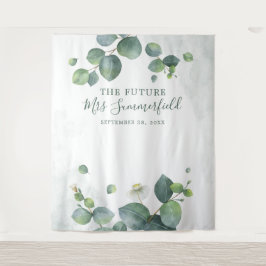 Tapiz Cabina de Fotos de Suculentas con Hojas de Eucalip