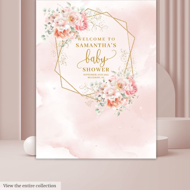 Tapiz Cabina de fotos para baby shower con salvia de col (Sweet blush pink sage baby shower photo booth Tapestry)